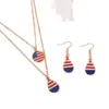 Wholesale Simple American Flag Water Drop Earrings Necklace Jewelry Set Independence Day Alloy Geometric Design Suitable For Women