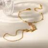 Wholesale Four Leaf Clover Electroplated Bracelet For Women In 304 Stainless Steel With 18K Real Gold PVD Coated And Zircon Inlay On Cable Chain