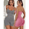 oly-63e93c608f5ab6501142eb7125c645c8 Wholesale Style Sling All-In-One Yoga Wear Seamless Slim Peach Hip Sports Fitness Jumpsuit Shorts