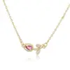 Wholesale Jewelry Elegant Luxurious Shiny Rose Flower Tulips Copper Zircon 18K Gold Plated Plating Inlay Cable Chain Jewelry Set
