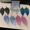 Wholesale Luxurious Leaves Tassel Stud Earrings For Women In Natural Pink Copper With Rhinestone Inlay