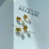 Wholesale PVD Coated Real Gold Plated 16K Gold White Gold Plated Flower 304 Stainless Steel Casual Modern Style Artistic Waterproof Non Tarnish Drop Earrings