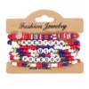 Wholesale Independence Day American Freedom Bracelet Soft Clay Beaded Handmade Jewelry Geometric Unisex Holiday Design