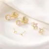 Wholesale Heart Shape Stud Earrings For Women With 925 Sterling Silver Posts, Copper Base, And 14K Real Gold Plated Featuring Zircon Inlay