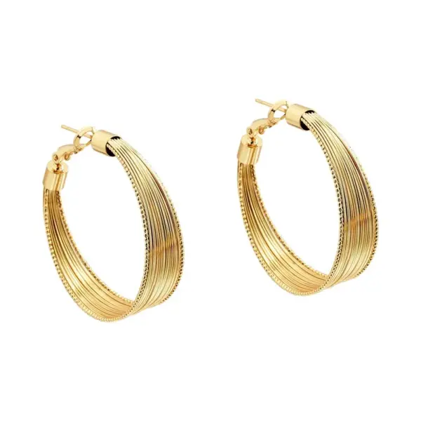 Wholesale Multi-layer Plain Hoop Earrings With Twisted Edges Gold Geometric Rubber Inlaid Unisex Copper Earrings