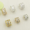 Wholesale Copper plated 18K gold color inlaid zircon double gold bully spacer large hole beads barrel beads wheel beaded bracelet accessories