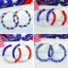oly-6436b449ee3195a6f1009971f6875d93 Wholesale Simple Color Block American Patriotism Diamond Stud Earrings Independence Day Trendy Geometric Pattern Artificial Crystal Hoops