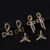 Wholesale Bow Tie Stud Earrings With 925 Sterling Silver Posts, Copper Base Electroplated With 14K Real Gold, Featuring Zircon Inlay