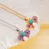 Wholesale Women's Necklace Vintage French Style Copper Embedded Zirconia Bees Pendant Oil Enameled Personalized Luxury Stainless Steel Chain
