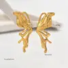 Wholesale Irregular Hollow Butterfly 304 Stainless Steel 14K Gold Plated Waterproof Non-Fading Earrings For Women Vacuum Electroplating