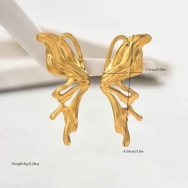 Wholesale Irregular Hollow Butterfly 304 Stainless Steel 14K Gold Plated Waterproof Non-Fading Earrings For Women Vacuum Electroplating