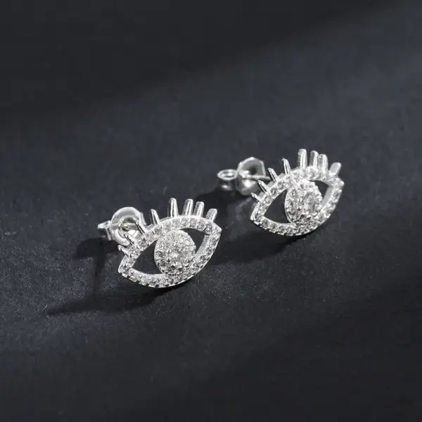 Wholesale Fashionable Full Diamond Devil's Eye Earrings Style Resin Post Studs Geometric And Star Patterns For Women