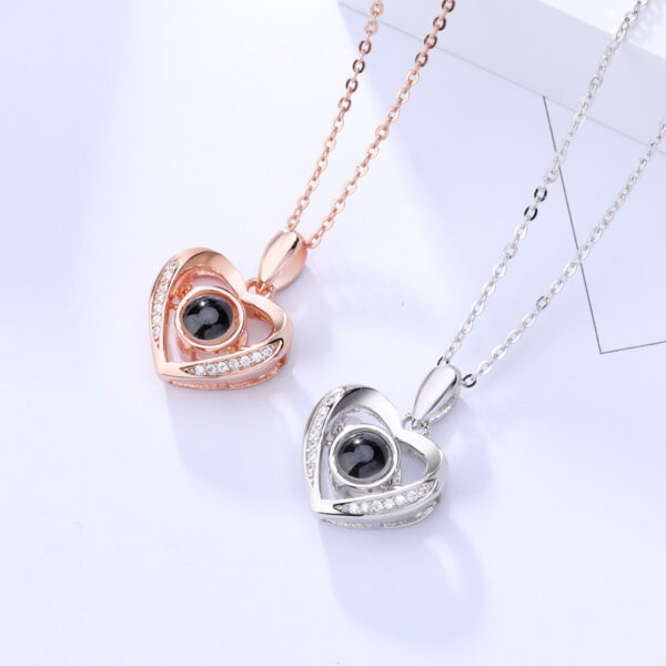 oly-6470c0cbddf9d038b254b991a07ef353 Wholesale 100 languages projection necklace Valentine's Day gift heart-shaped pendant beating heart heart-shaped smart necklace