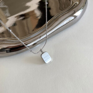 silver square letter necklace titanium steel does not fade