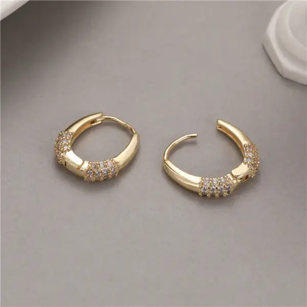 Wholesale U Shape Copper Earrings For Women With Zirconia Inlay And Copper Flat Backs