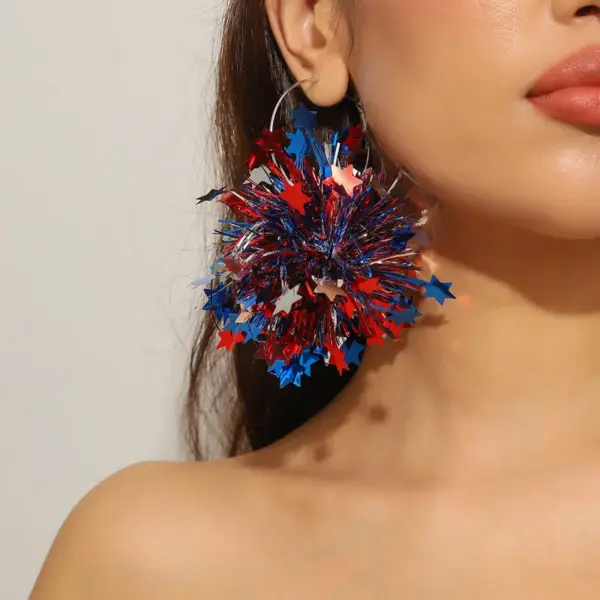 Wholesale Star-shaped Hoop Earrings For Women Metal Material Minimalist American National Day Celebration Jewelry Accessories