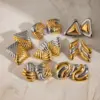 oly-649a2e61fcc2b767a1a0efdb33e3f4e8 Wholesale 304 Stainless Steel Geometric PVD Coated Real Gold Plated Elegant Simple Style Classic Style Waterproof Non Tarnish Mixed Color Plating Ear Studs