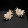 Wholesale Geometric Stud Earrings For Women With 925 Sterling Silver Posts, Copper Base, Electroplated Gold Plating, And Zircon Inlay