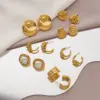 Wholesale PVD Coated 18K Gold Plated C Shape 304 Stainless Steel Classic Style Roman Style British Style Waterproof Non Tarnish Ear Studs