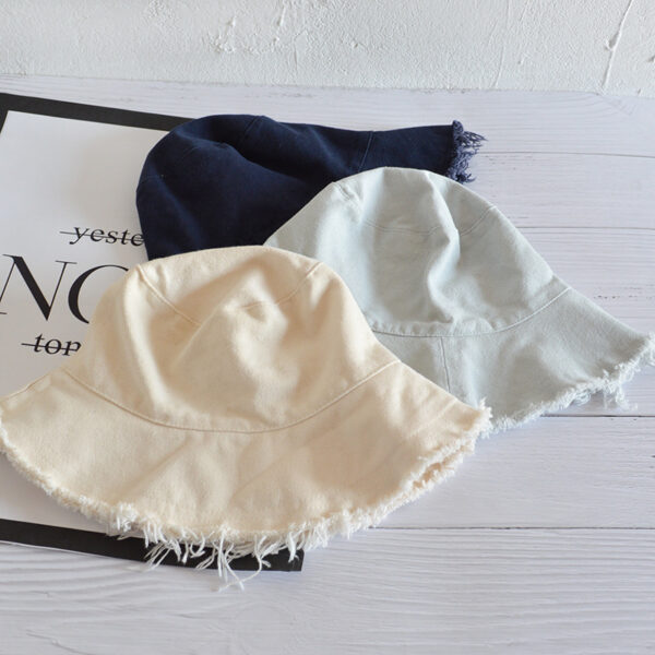 Wholesale Japanese Style Raw Edge Fisherman Hat Women's Summer Sunshade Hat Simple Casual Hat Framed Edge Basin Hat Foldable Washed Cloth Hat