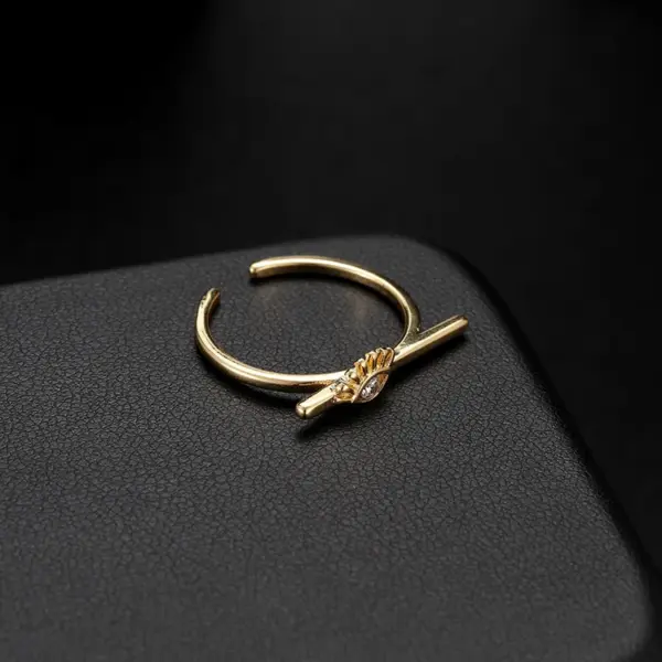 Wholesale Geometric Open Rings For Women In Copper With 14K Real Gold Electroplated Finish Featuring Artificial Gemstones