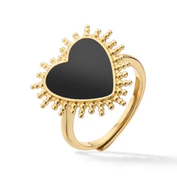 Wholesale Simple Style Heart Shape Copper Enamel Open Rings