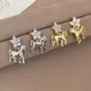 Wholesale Star Stud Earrings For Women In 925 Sterling Silver With Zircon Inlay, Available In Golden