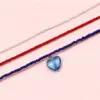 Wholesale Pastoral Blue Heart Shape Necklace For Women With Plastic Material And Seed Bead Inlay Featuring Weave Craft And Box Chain