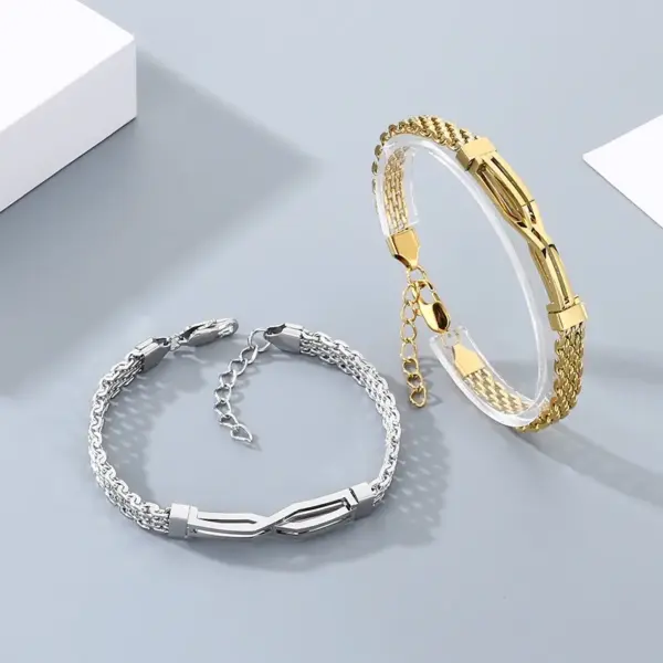 Wholesale Geometric Simple Style Men's Bracelet In 304 Stainless Steel With 18K Real Gold Plated PVD Coating 0.03µm