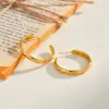 Wholesale Handmade C Shape Earrings For Women In 304 Stainless Steel With 18K Real Gold Plated Water Plating And Rhinestone Inlay
