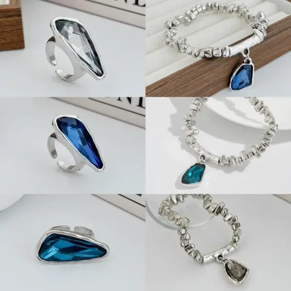 Wholesale Copper Alloy Acrylic Crystal Micro Inlaid Gemstone Ring Bracelet Simple Trendy KC Gold Plated Snake Chain Jewelry