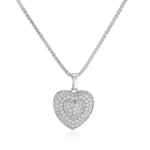White Gold Color White Diamond Love Necklace 1