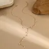 Wholesale PVD Coated Real Gold Plated Pearl 304 Stainless Steel IG Style Elegant Lady Waterproof Non Tarnish 304 Stainless Steel Lobster Trigger Clasp Closure Y-Necklace