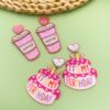 Wholesale Creative Atmosphere Party happy birthday Birthday Cake Coffee Cup Earrings Holiday Memorial Earrings