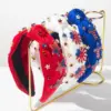 Wholesale American Flag Hair Band For Women In Red Cloth With Rhinestones, Perfect For Independence Day