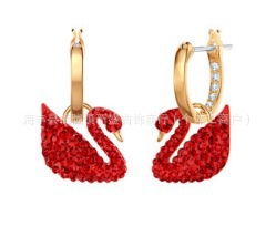 Red swan earrings