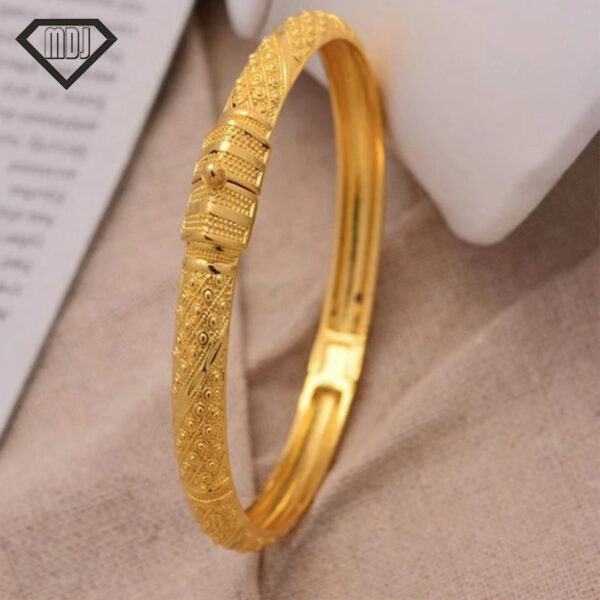 oly-652654c164a795a441d30f322923dd98 Wholesale Sand Gold Buckle Opening Gold Bracelet Women's Niche Exquisite Carving Craft Bracelet Live Carving Style