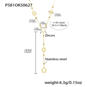 P581-Gold 5A Zircon Necklace 41 5cm
