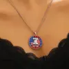 Wholesale Unisex Jewelry Set Featuring American Flag Pattern With White K Plated Metal And Asymmetrical Design On Cable Chain