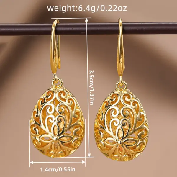 Wholesale Three-dimensional Geometric Drop Earrings For Women In Copper With KC Golden Water Plating And 0.03µm Thickness