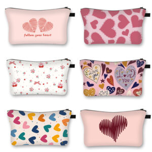 Wholesale 2025 New Love Women Cosmetic Bag Sweet Love Breathable Student Storage Bag Cartoon Makeup Portable Bag