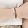 Wholesale 18K Gold Plated Fashion 304 Stainless Steel Layered Zircon Chain Shell Bead Bracelet For Women Unisex Style OT Clasp Jewelry