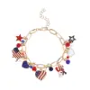 Wholesale American Independence Day Alloy Bracelet Red Blue White Pendant Flag Alloy Accessories Pendant Length 19 5cm Tail Chain
