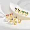 Wholesale Imitation Gold Plated Copper Water Plated Zircon Flower Butterfly Bow Claw Inlaid Hoop Earrings For Women