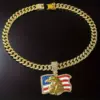 Wholesale American Flag Eagle Rhinestone Pendant Campaign Popular Flag Eagle Necklace Alloy Zinc Alloy Square Plated Unisex Necklace