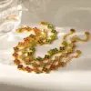 Wholesale Flowers Bracelet For Women In 304 Stainless Steel With 18K Real Gold Plated Coating 0.03µm Featuring Zircon And Handmade Chain