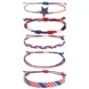 Wholesale Hand-woven Bracelet American Independence Day Flag Stars Hand-knotted Rope Red White Blue Geometric Alloy Unisex