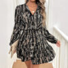 Wholesale Spring and Autumn Joker Fashion Wave Point V Neck dress Ladies A Skirt