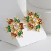 Wholesale 1 Pair Christmas Elegant Streetwear Snowflake Plating Inlay Copper Zircon Ear Studs