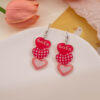 Wholesale Valentine's Day Love Dwarf Earrings Female Flamingo Love Semi-round Plaid Acrylic Earrings Female